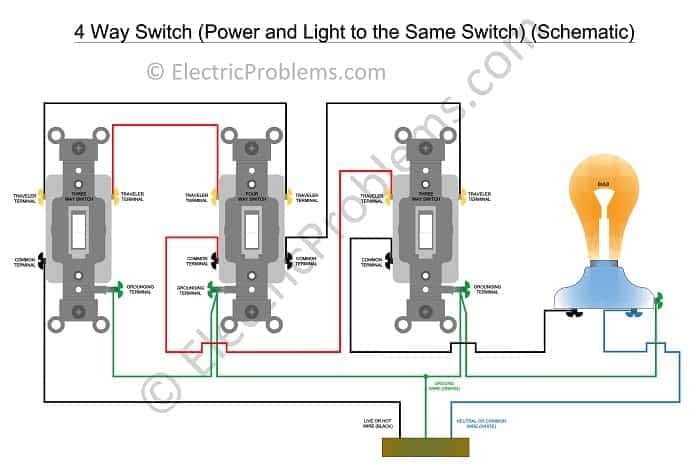 How To Wire A 4 Way Switch With, Four Way Wiring Diagram